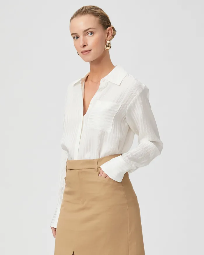 PAIGE Tops and Blouses Women Kelyn Shirt 8211 White Silk