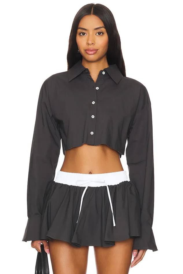 Palmer Cropped Top Washed Black Women Lovers and Friends Tops