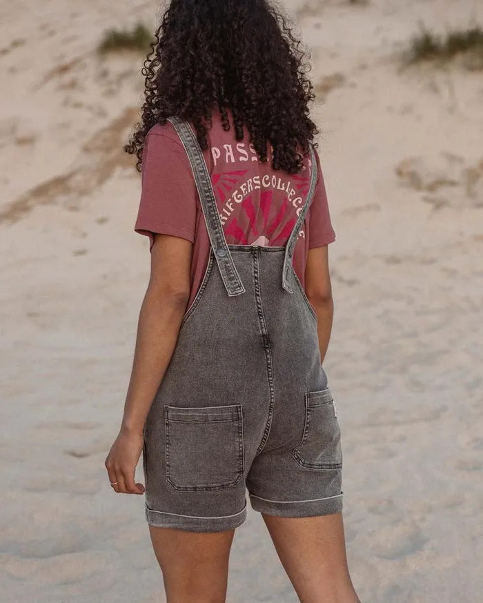 Passenger Bottoms Riverside Denim Short Dungarees Washed Black Denim Washed Black Denim 8211 Women