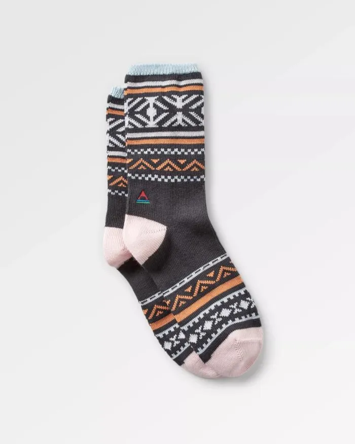 Passenger Socks Organic Midweight Patterned Socks Charcoal Charcoal 8211 Women