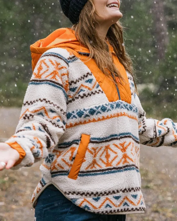 Passenger Tops Beaumont Recycled Sherpa Hooded Fleece Homespun Stripe Sunrise Orange Homespun Stripe Sunrise Orange 8211 Women Passenger Tops Beaumont Recycled Sherpa Hooded Fleece Homespun Stripe Sunrise Orange Homespun Stripe Sunrise Orange 8211 Women