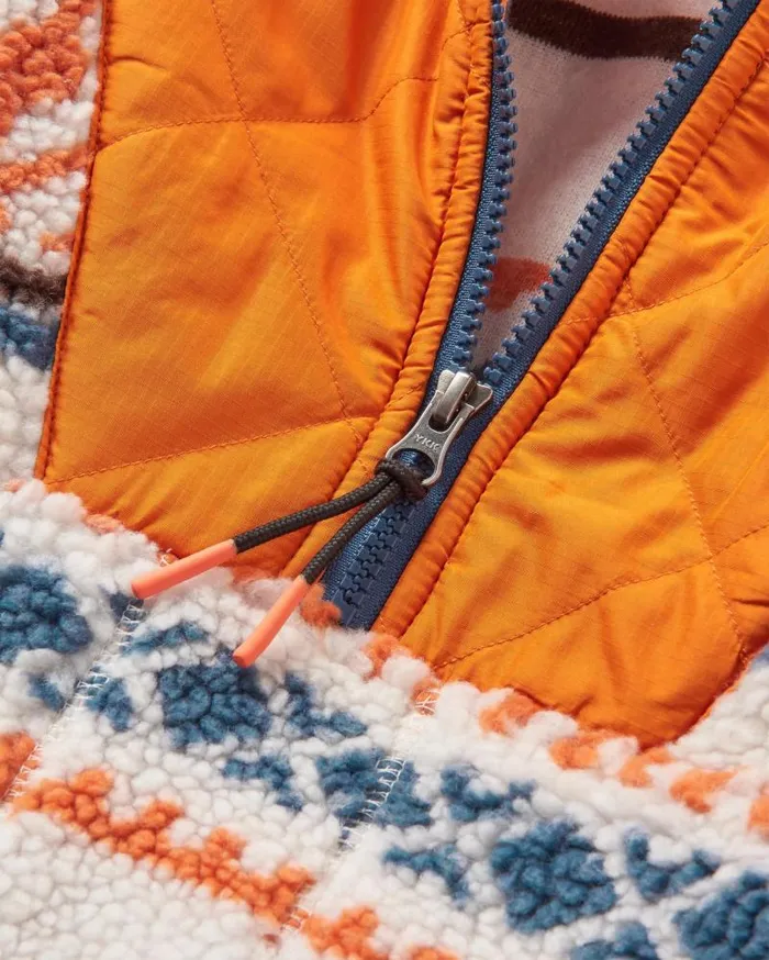 Passenger Tops Beaumont Recycled Sherpa Hooded Fleece Homespun Stripe Sunrise Orange Homespun Stripe Sunrise Orange 8211 Women