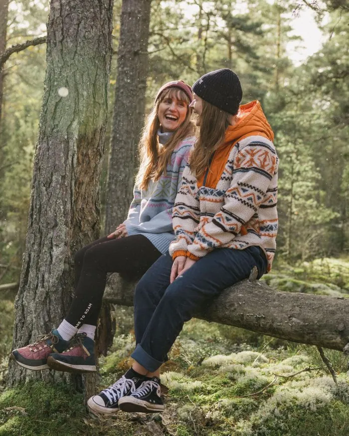 Passenger Tops Beaumont Recycled Sherpa Hooded Fleece Homespun Stripe Sunrise Orange Homespun Stripe Sunrise Orange 8211 Women