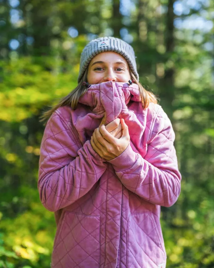 Passenger Tops Clementine Recycled Quilted Popper Up Hoodie Mauve Haze Mauve Haze 8211 Women