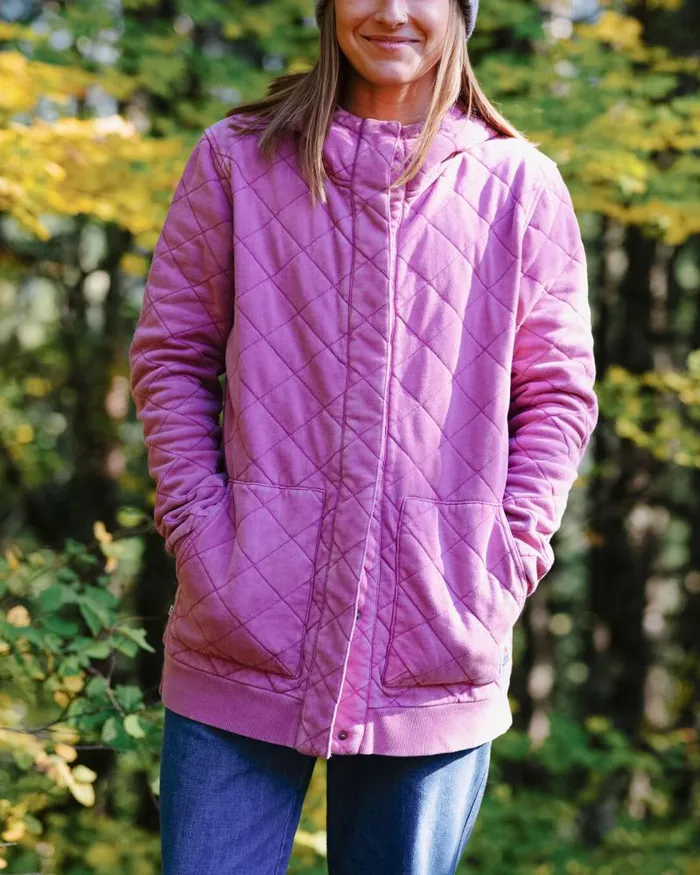 Passenger Tops Clementine Recycled Quilted Popper Up Hoodie Mauve Haze Mauve Haze 8211 Women