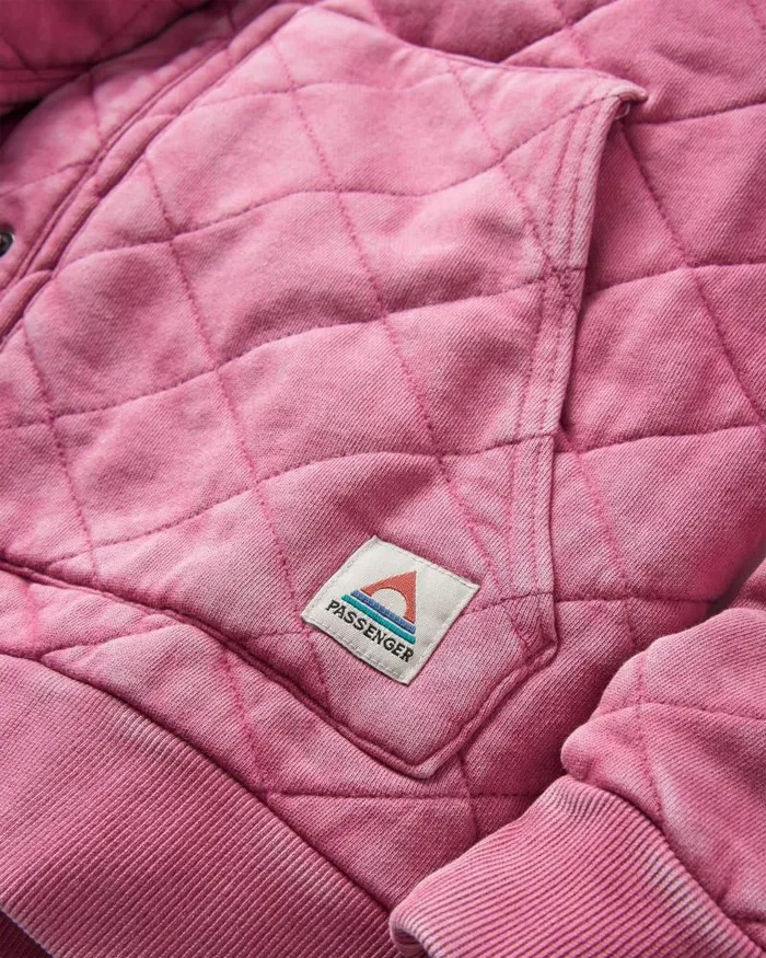 Passenger Tops Clementine Recycled Quilted Popper Up Hoodie Mauve Haze Mauve Haze 8211 Women