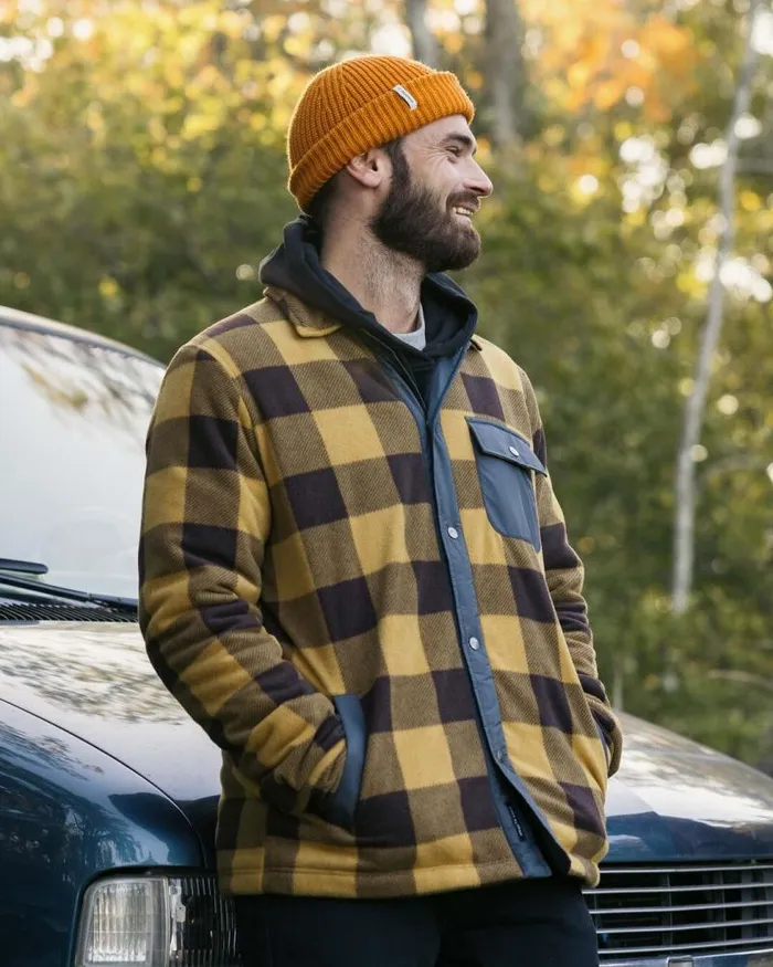 Passenger Tops Firelight Sherpa Lined Overshirt Golden Brown Check Golden Brown Check 8211 Men Passenger Tops Firelight Sherpa Lined Overshirt Golden Brown Check Golden Brown Check 8211 Men