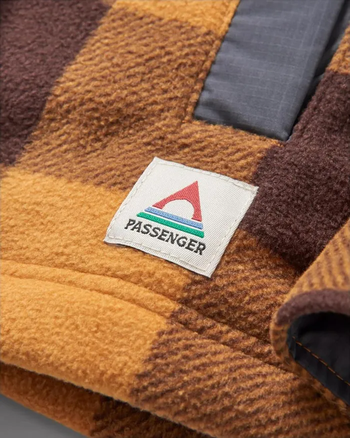 Passenger Tops Firelight Sherpa Lined Overshirt Golden Brown Check Golden Brown Check 8211 Men