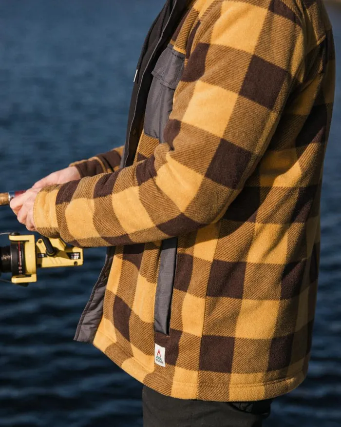 Passenger Tops Firelight Sherpa Lined Overshirt Golden Brown Check Golden Brown Check 8211 Men