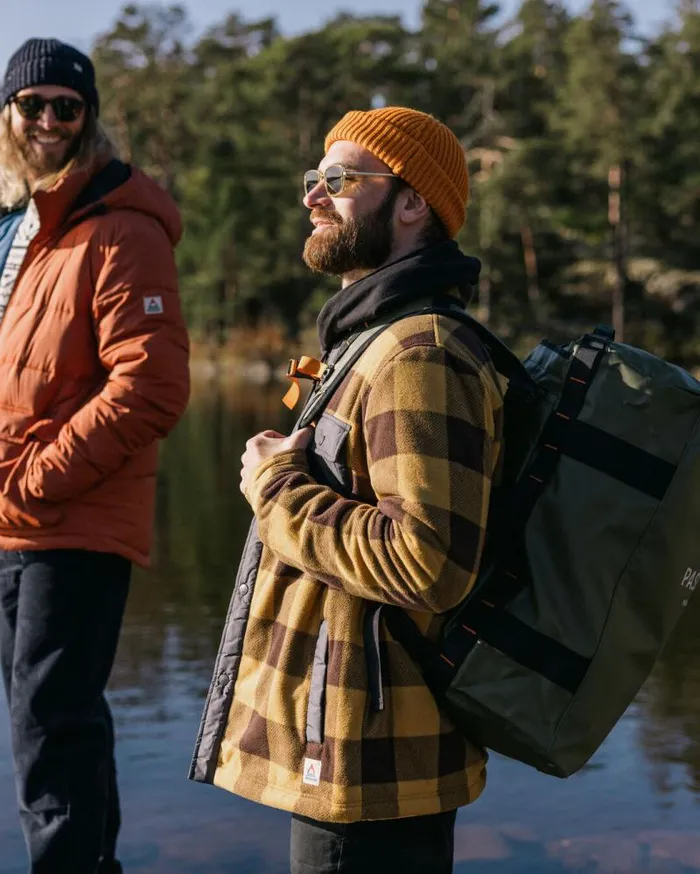 Passenger Tops Firelight Sherpa Lined Overshirt Golden Brown Check Golden Brown Check 8211 Men