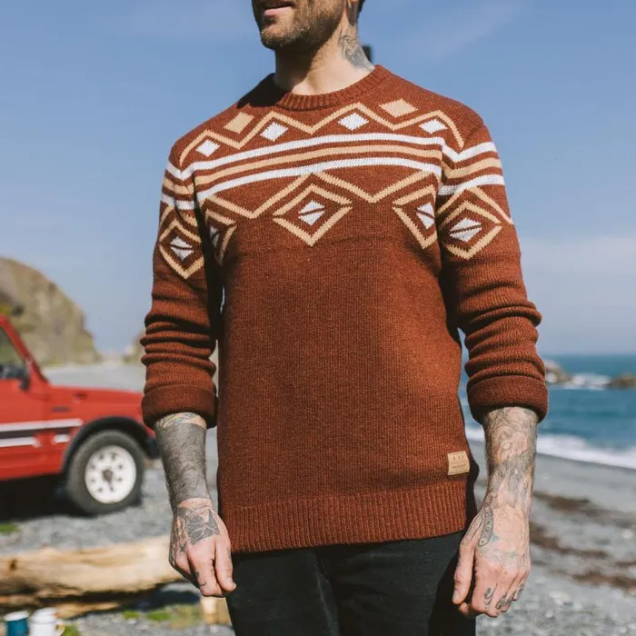 Passenger Tops Fireside Knitted Jumper Russet Brown Russet Brown 8211 Men