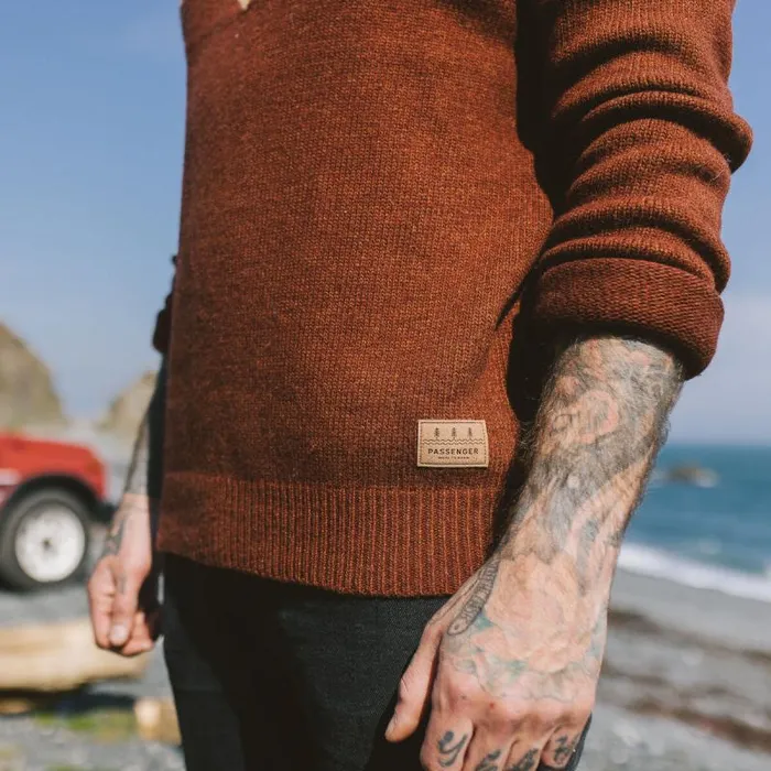 Passenger Tops Fireside Knitted Jumper Russet Brown Russet Brown 8211 Men