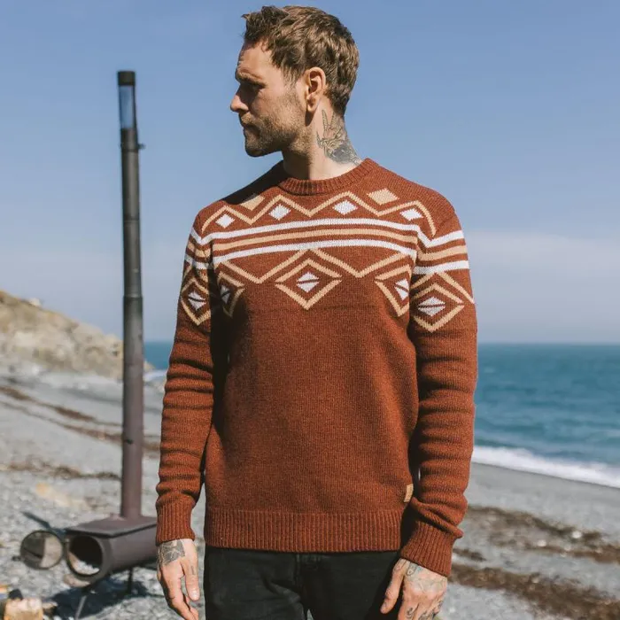Passenger Tops Fireside Knitted Jumper Russet Brown Russet Brown 8211 Men