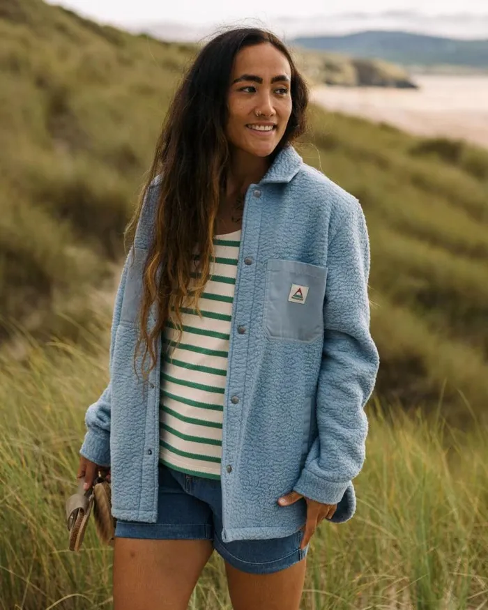 Passenger Tops Rappel Recycled Sherpa Oversized Shirt Faded Denim Faded Denim 8211 Women Passenger Tops Rappel Recycled Sherpa Oversized Shirt Faded Denim Faded Denim 8211 Women