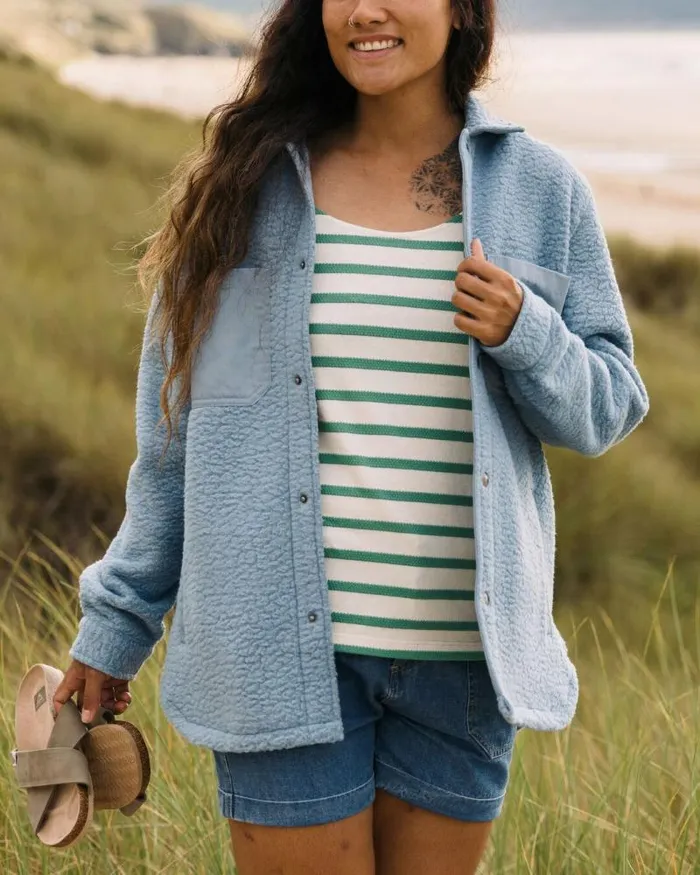 Passenger Tops Rappel Recycled Sherpa Oversized Shirt Faded Denim Faded Denim 8211 Women