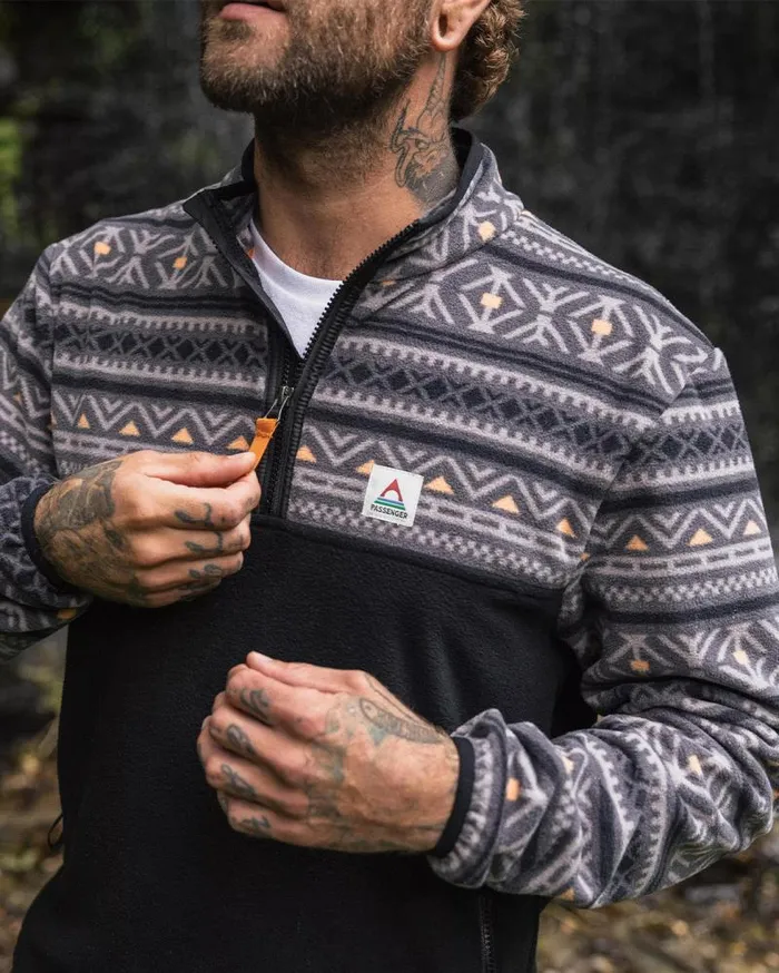 Passenger Tops Set Off Recycled Polar 14 Zip Fleece Nordic Geo Charcoal Nordic Geo Charcoal 8211 Men Passenger Tops Set Off Recycled Polar 14 Zip Fleece Nordic Geo Charcoal Nordic Geo Charcoal 8211 Men