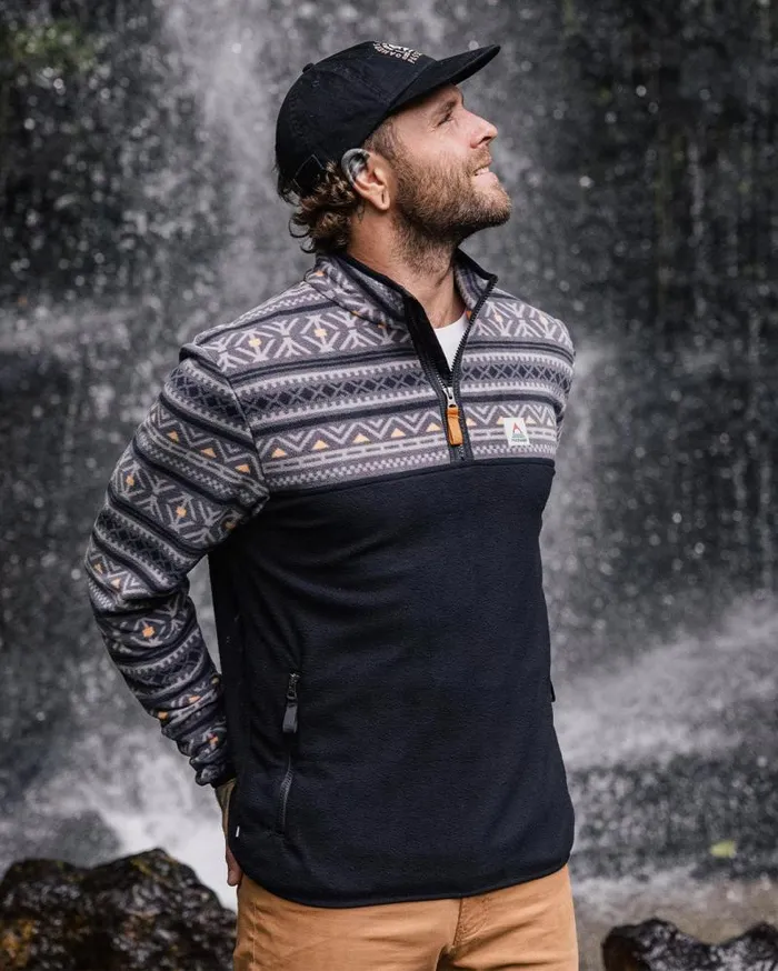 Passenger Tops Set Off Recycled Polar 14 Zip Fleece Nordic Geo Charcoal Nordic Geo Charcoal 8211 Men