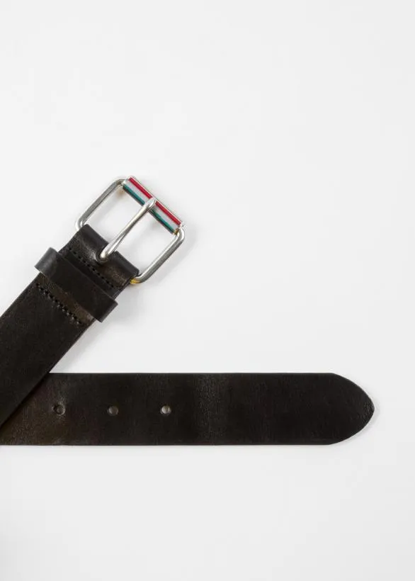 Paul Smith Belts Leather Belt With 039Signature Stripe039 Roller Black 8211 Mens