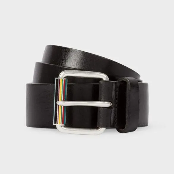 Paul Smith Belts Leather Belt With 039Signature Stripe039 Roller Black 8211 Mens
