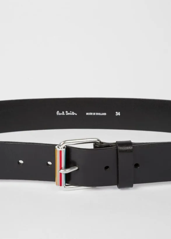 Paul Smith Belts Leather Belt With 039Signature Stripe039 Roller Black 8211 Mens