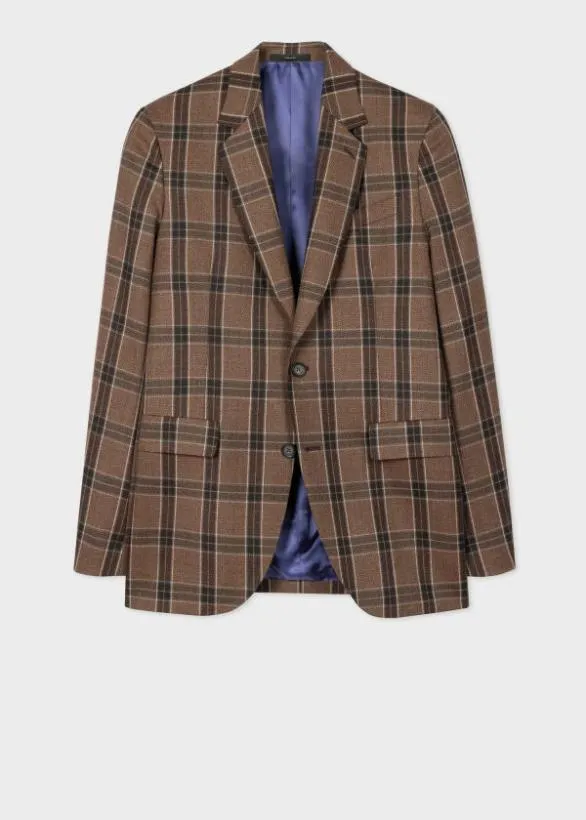 Paul Smith Blazers EasyFit Buffalo Check Wool Blazer Brown 8211 Mens