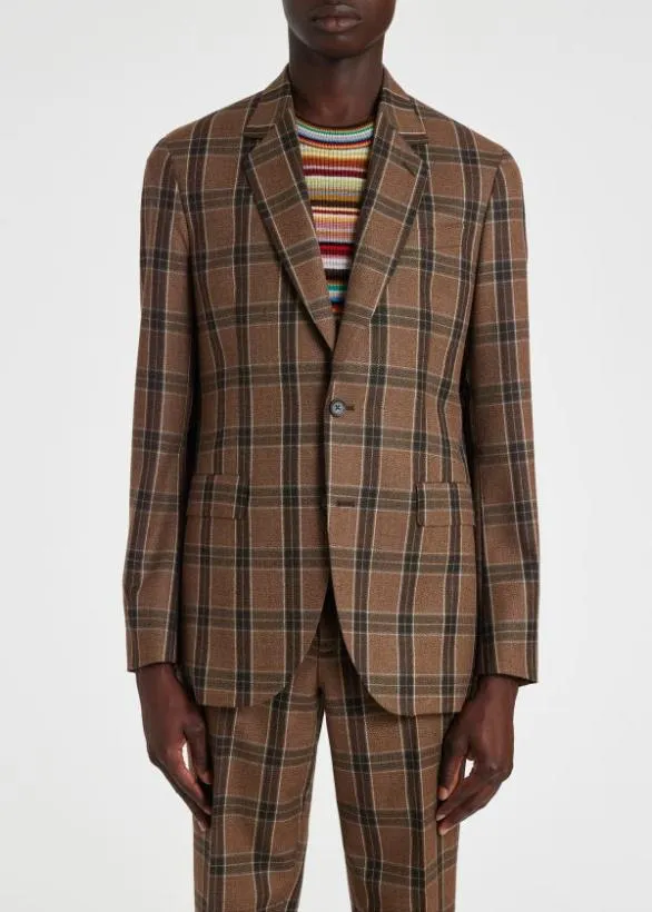Paul Smith Blazers EasyFit Buffalo Check Wool Blazer Brown 8211 Mens