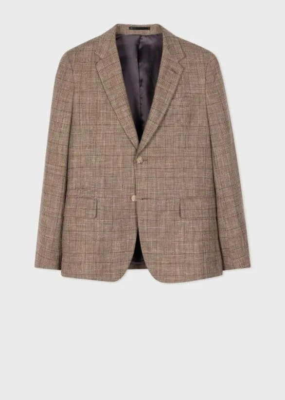 Paul Smith Blazers Houndstooth Check WoolLinen Blazer Brown 8211 Mens