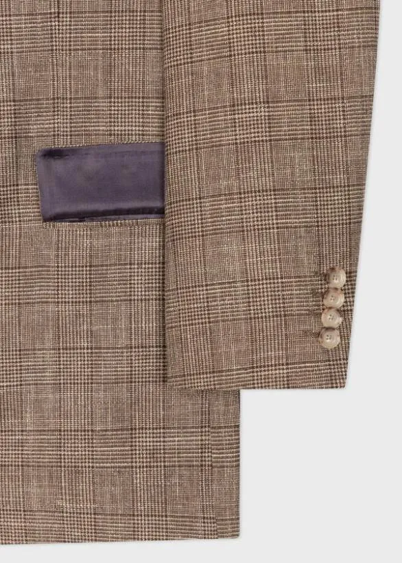 Paul Smith Blazers Houndstooth Check WoolLinen Blazer Brown 8211 Mens