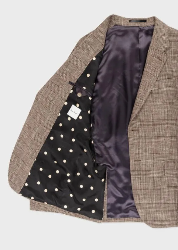 Paul Smith Blazers Houndstooth Check WoolLinen Blazer Brown 8211 Mens