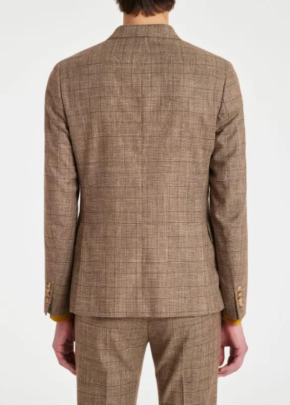 Paul Smith Blazers Houndstooth Check WoolLinen Blazer Brown 8211 Mens
