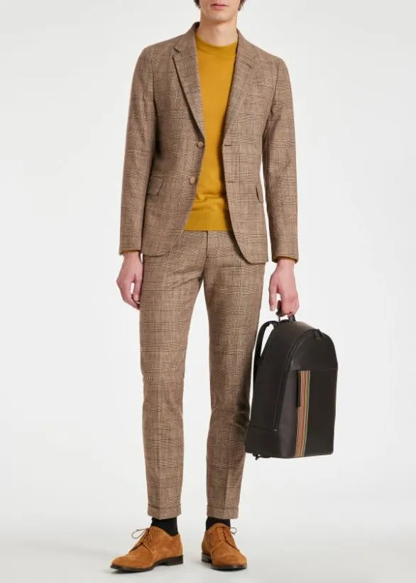 Paul Smith Blazers Houndstooth Check WoolLinen Blazer Brown 8211 Mens