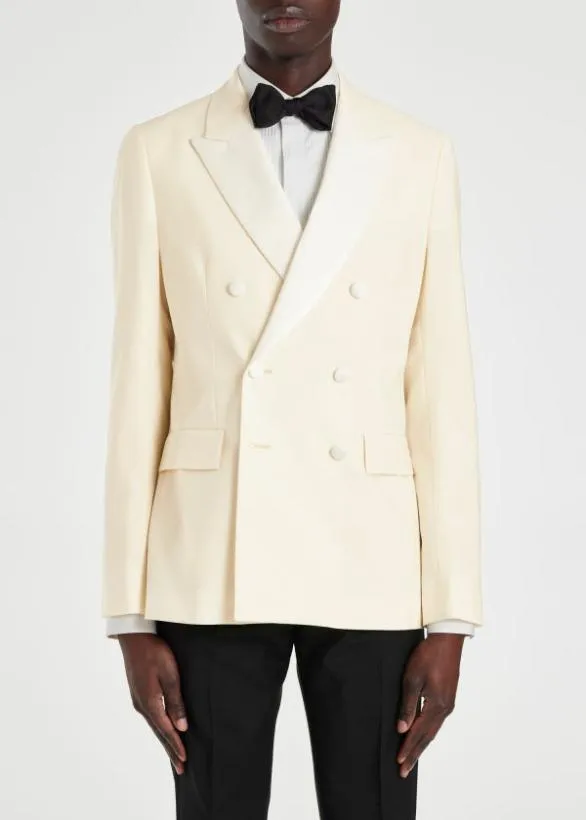 Paul Smith Blazers WoolMohair DoubleBreasted Evening Blazer Ecru 8211 Mens