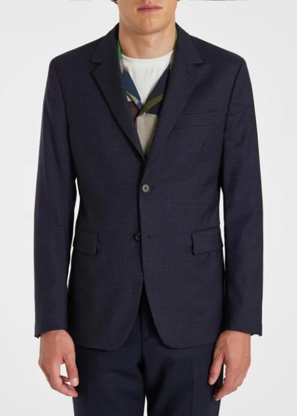 Paul Smith Blazers Wool TwoButton Check Blazer Dark Navy 8211 Mens