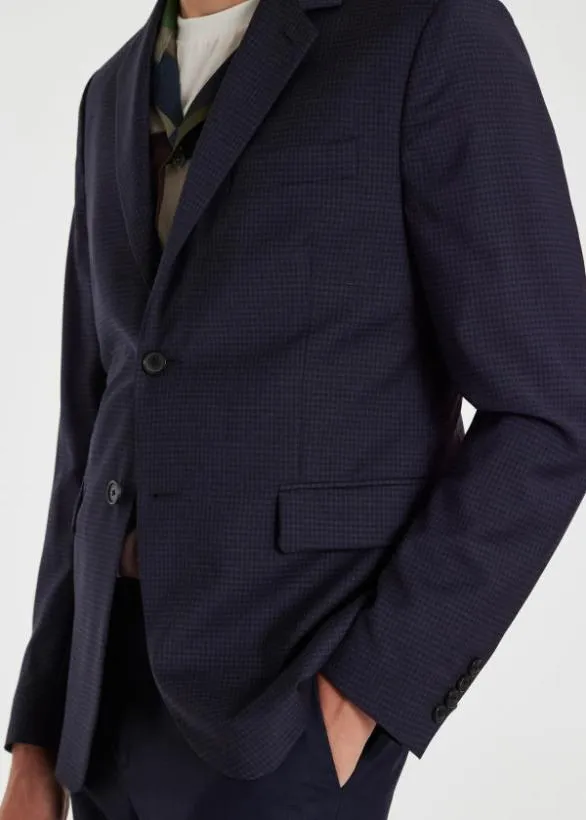 Paul Smith Blazers Wool TwoButton Check Blazer Dark Navy 8211 Mens