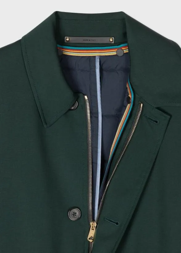 Paul Smith Coats and Jackets 039Storm System039 Wool Mac With Detachable Gilet Dark Green 8211 Mens
