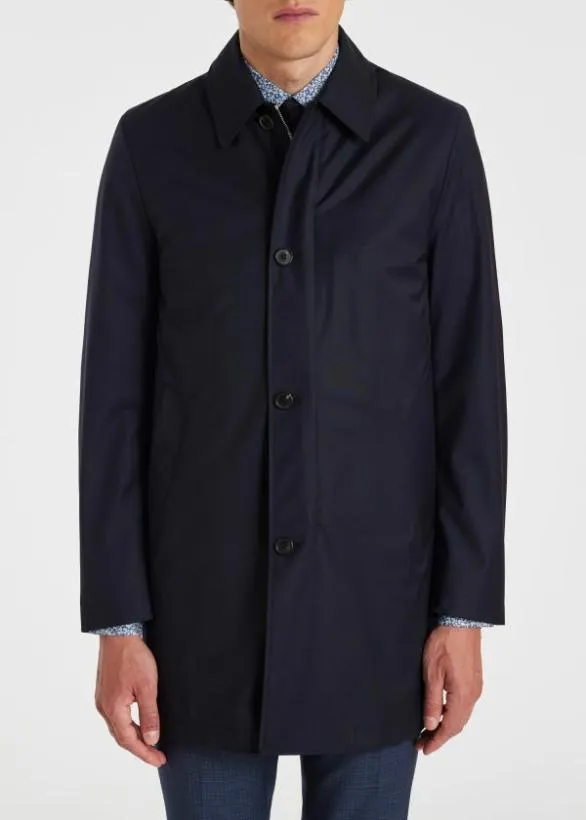 Paul Smith Coats and Jackets 039Storm System039 Wool Mac With Detachable Gilet Navy 8211 Mens