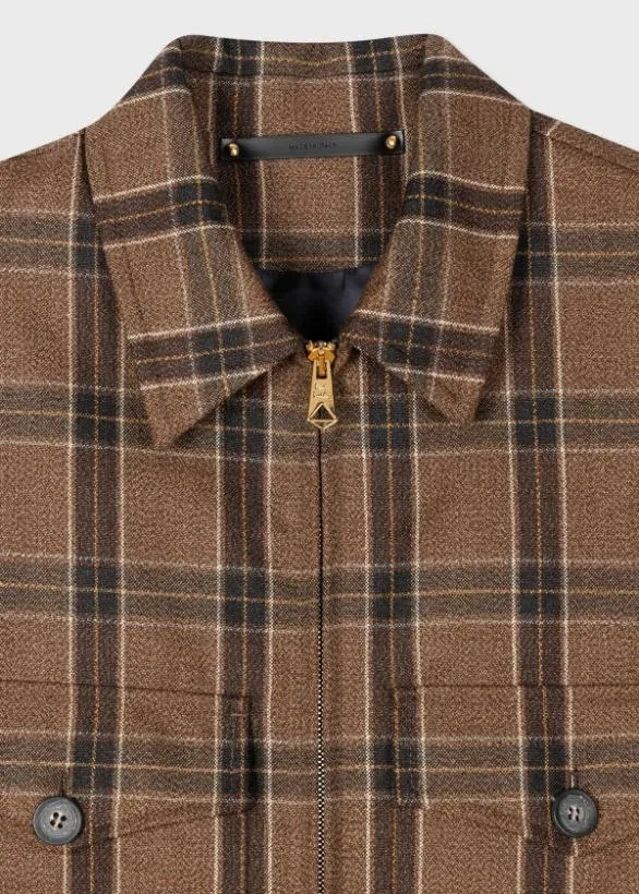 Paul Smith Coats and Jackets Buffalo Check Zip Front Jacket Brown 8211 Mens
