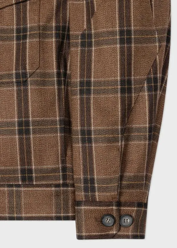 Paul Smith Coats and Jackets Buffalo Check Zip Front Jacket Brown 8211 Mens