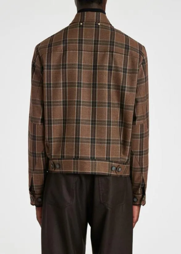 Paul Smith Coats and Jackets Buffalo Check Zip Front Jacket Brown 8211 Mens