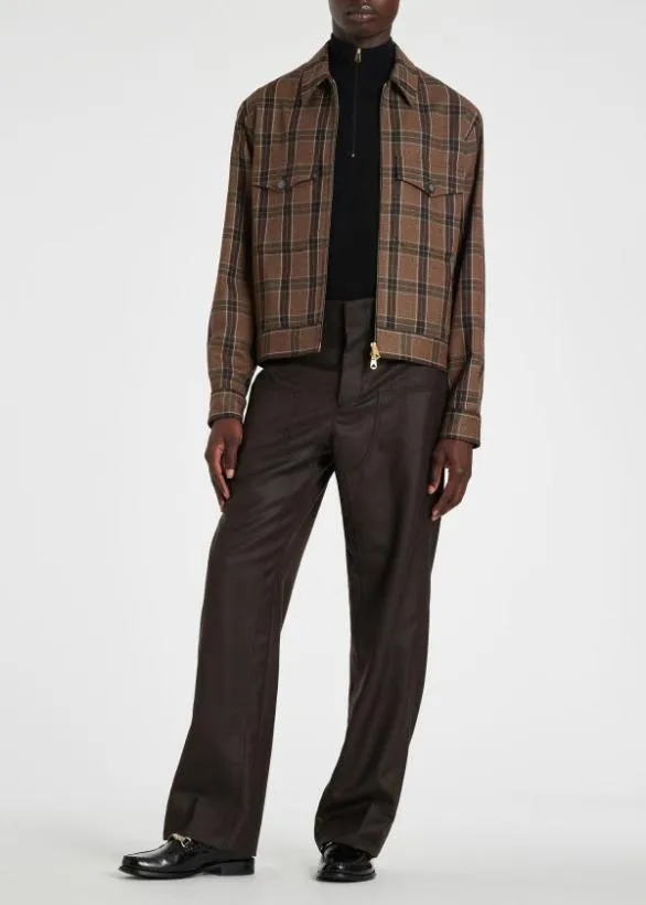 Paul Smith Coats and Jackets Buffalo Check Zip Front Jacket Brown 8211 Mens