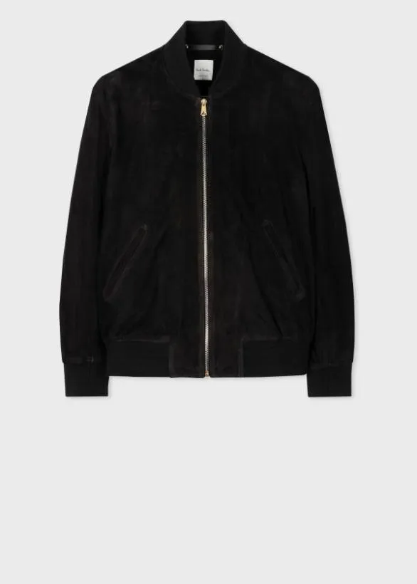 Paul Smith Coats and Jackets Suede Bomber Jacket Black 8211 Mens