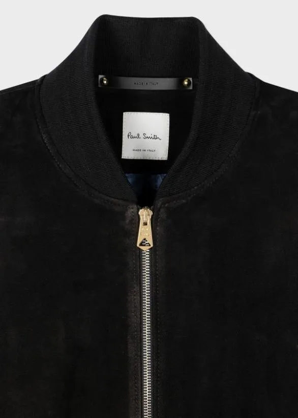 Paul Smith Coats and Jackets Suede Bomber Jacket Black 8211 Mens