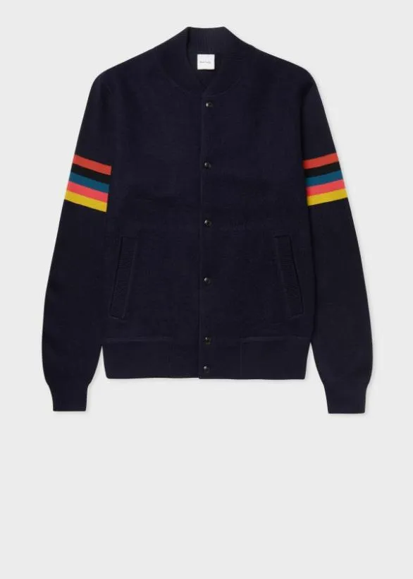 Paul Smith Coats and Jackets Wool 039Artist Stripe039 Arm Bomber Jacket Navy 8211 Mens Paul Smith Coats and Jackets Wool 039Artist Stripe039 Arm Bomber Jacket Navy 8211 Mens