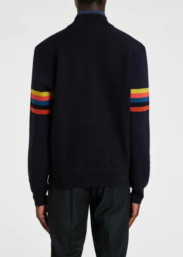 Paul Smith Coats and Jackets Wool 039Artist Stripe039 Arm Bomber Jacket Navy 8211 Mens