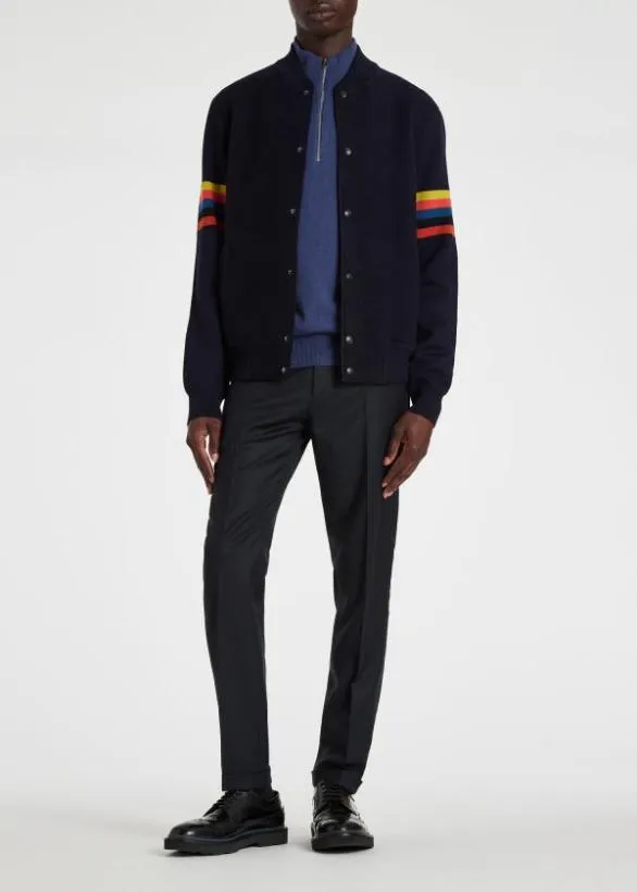 Paul Smith Coats and Jackets Wool 039Artist Stripe039 Arm Bomber Jacket Navy 8211 Mens