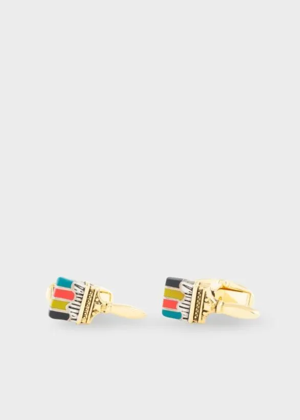 Paul Smith Cufflinks Artist Stripe 039Paintbrush039 Cufflinks Gold 8211 Mens
