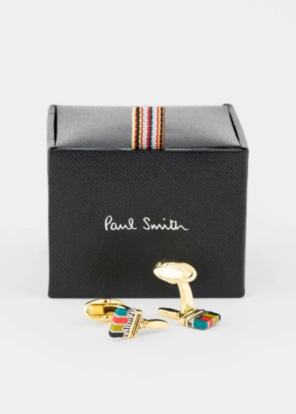 Paul Smith Cufflinks Artist Stripe 039Paintbrush039 Cufflinks Gold 8211 Mens