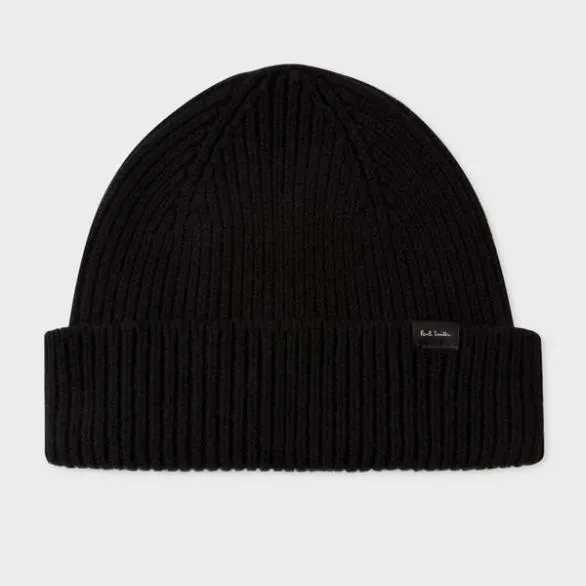 Paul Smith Hats and Gloves CashmereBlend Beanie Hat Black 8211 Mens