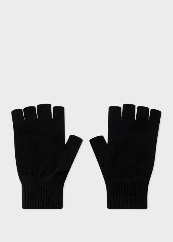 Paul Smith Hats and Gloves Fingerless CashmereBlend Gloves Black 8211 Mens
