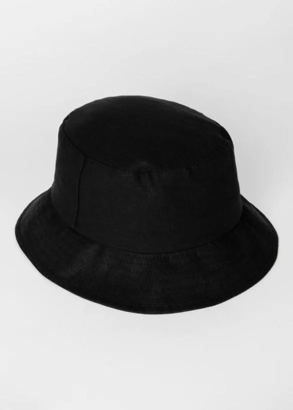 Paul Smith Hats and Gloves Linen Signature Stripe Trim Bucket Hat Black 8211 Mens